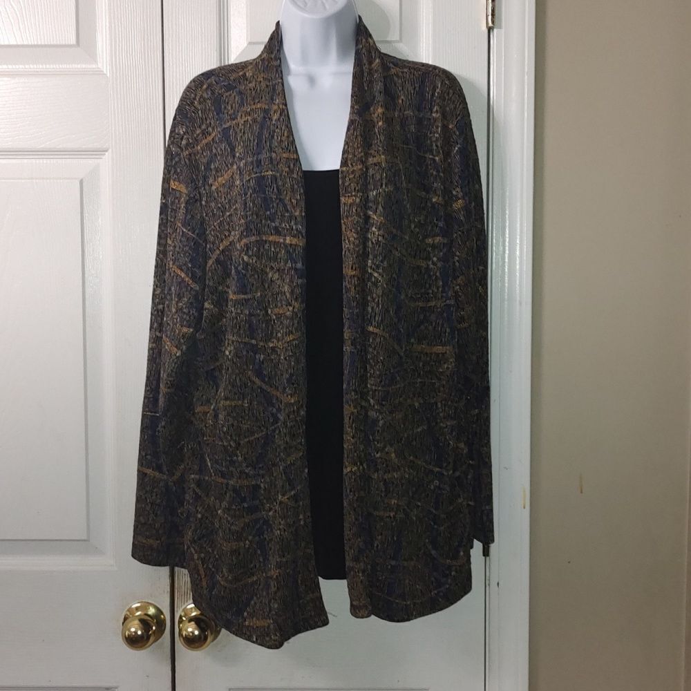 JM Collection layered look blouse top  gold black blue purple Sz 3X